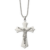 Chisel Stainless Steel Polished Large Crucifix Pendant on a 22 inch Ball Chain Necklace
